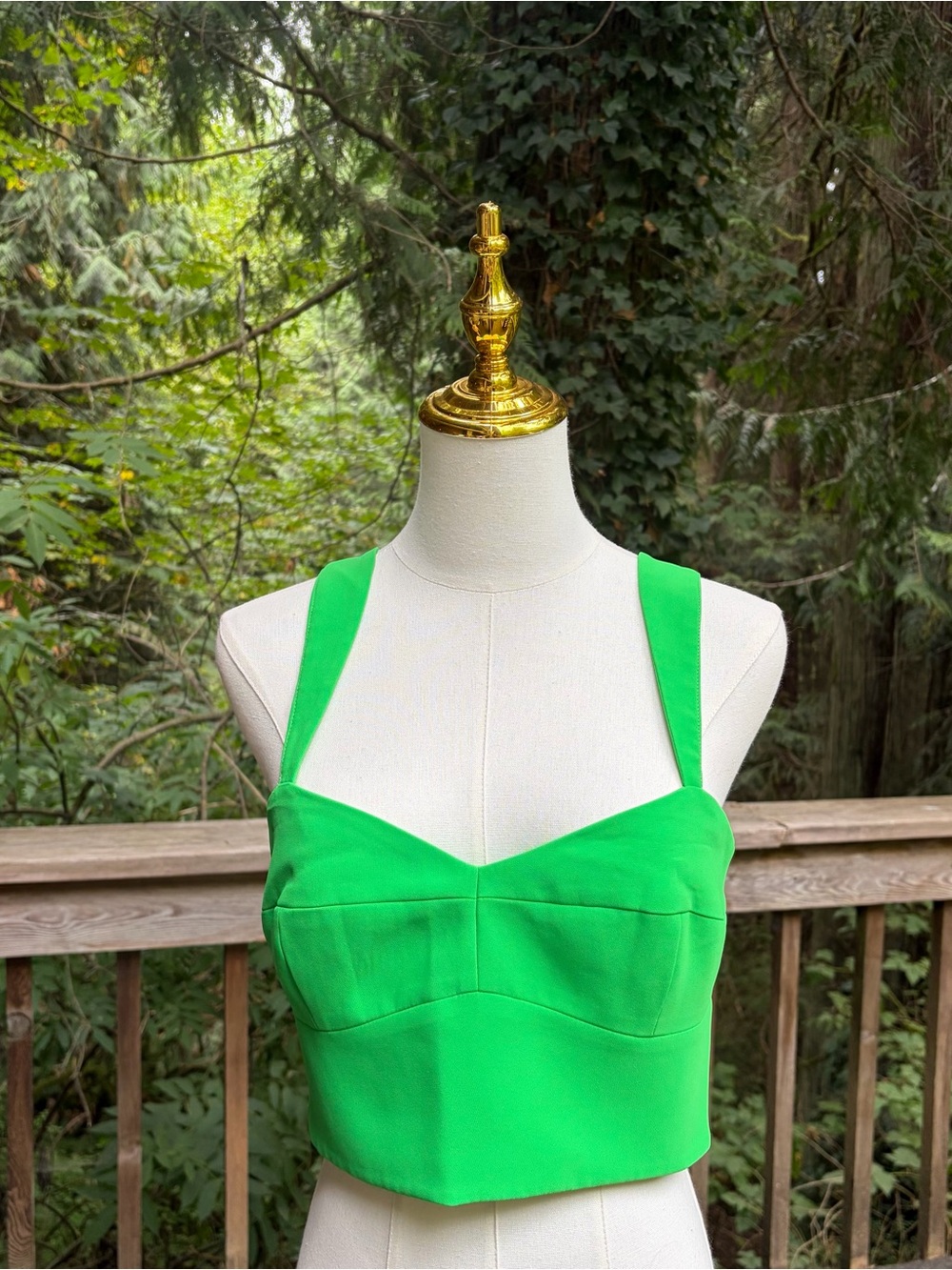 Amanda Uprichard Neon Green Bustier Crop Top Like New
